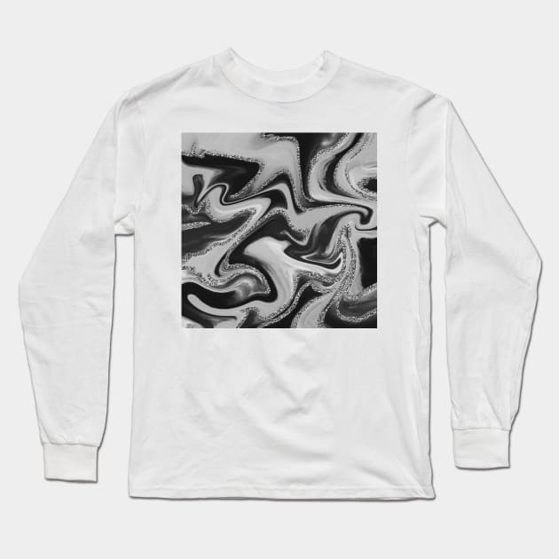 Monochromatic Abstract Swirl Long Sleeve T-Shirt by Kelly Louise Art